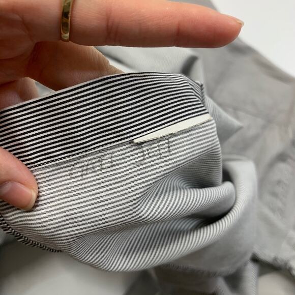 Versace Shirt Mens 17.5 Trend Collection Black White Striped Button Up Dress - Picture 10 of 12